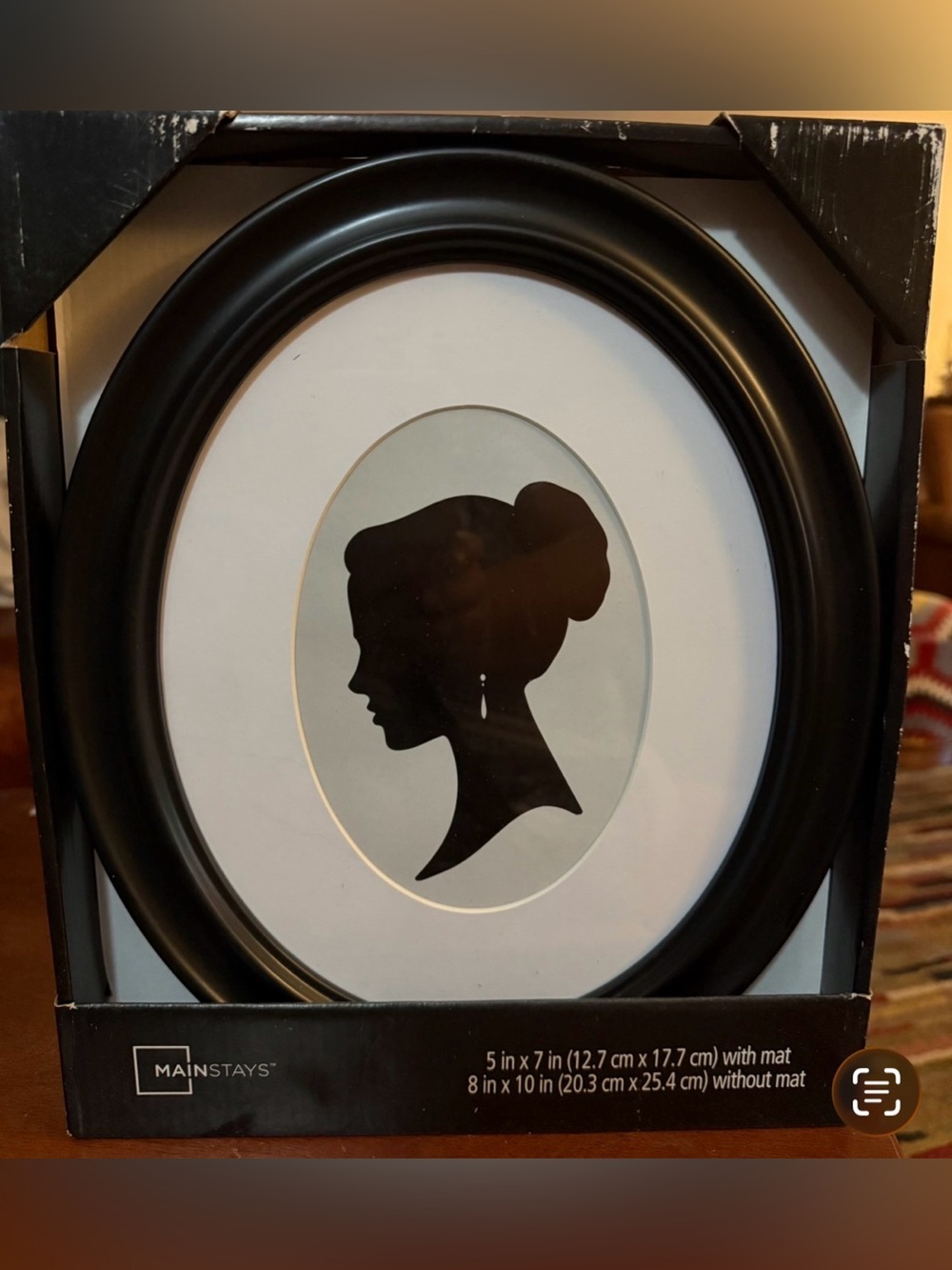 MAINSTAYS Black Oval Silhouette Picture Frame 8x10”
